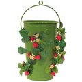 Next2Nature Enameled Galvanized Strawberry & Flower Planter; Sage NE321022
